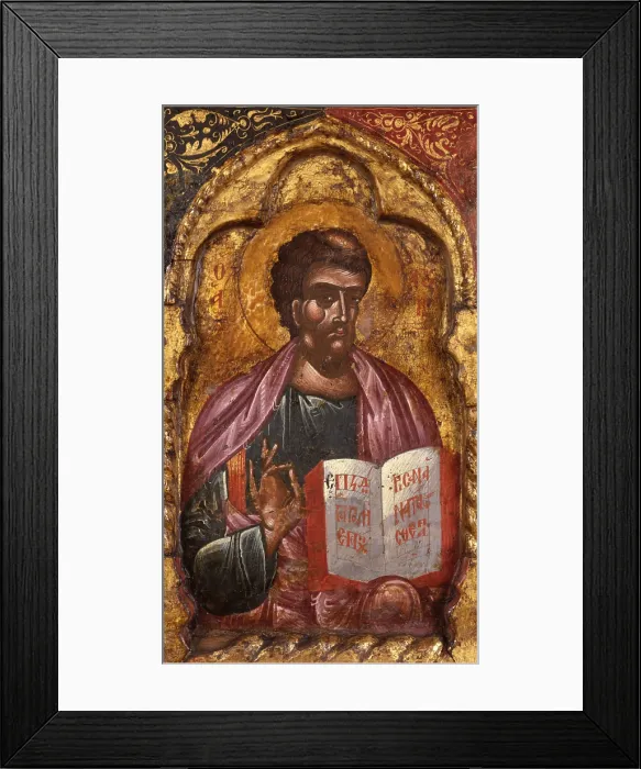 Framed Print : Deesis with Apostoles, by Nicholas, tempera on wood - Albania. Detail. The figure of one of the apostoles, from the iconostasis of the Church of Saint Mary Vllaherna