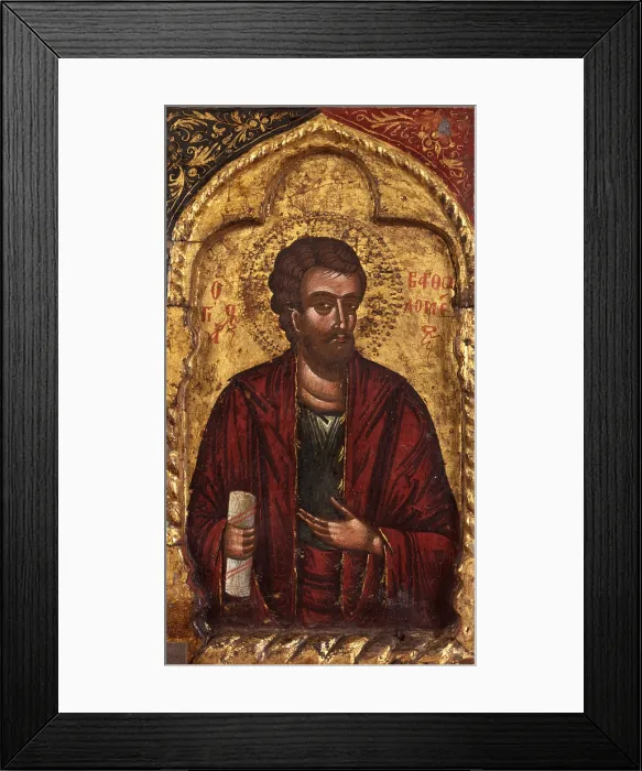 Framed Print : Deesis with Apostoles, by Nicholas, tempera on wood - Albania. Detail. The figure of one of the apostoles, from the iconostasis of the Church of Saint Mary Vllaherna
