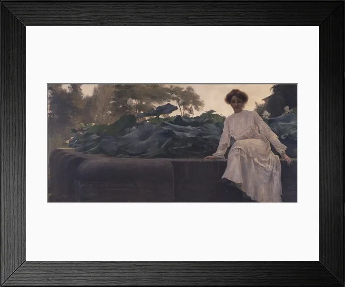 Framed Print : Lotus Flower, by Armando Bocchi, 1905, 20th century, oil on canvas. - Italy, Emilia Romagna, Parma, Civic Collections. Whole artwork view Framed Print : Lotus Flower, by Armando Bocchi, 1905, 20th century, oil on canvas. - Italy, Emilia Romagna, Parma, Civic Collections. Whole artwork view