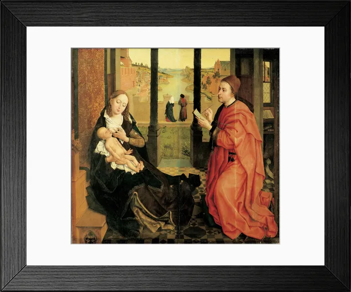 Framed Print : St Luke Painting the Virgin, by Rogier Van der Weyden, 1435 - 1440, 15th Century, oil and tempera on board, 137, 5 x 110, 8 cm - USA, Boston, Museum of Fine Arts