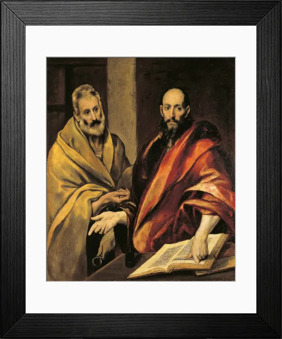Framed Print : Saints Peter and Paul, by Domenico Theotokpulos also known as El Greco, 1587 - 1592, 16th Century, oil on canvas - Russia, Saint Petersburg, The State Hermitage Museum