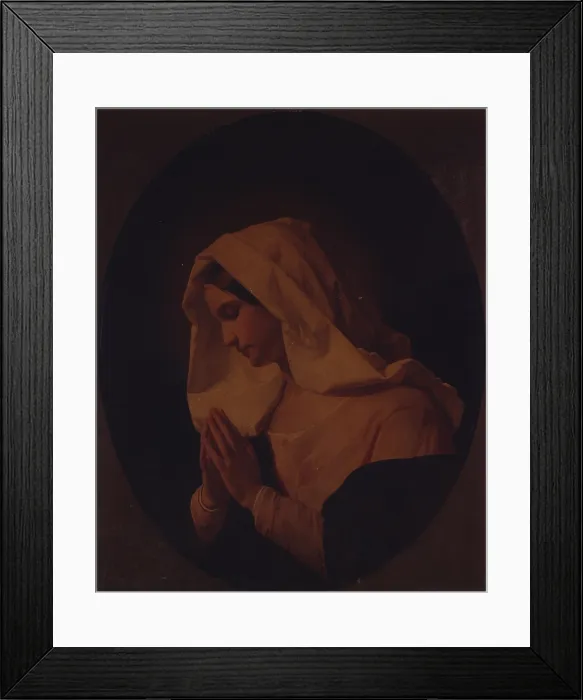 Framed Print : A Blessed Virgin praying, by Giuseppe Molteni, 19th century, oil on canvas. - Italy, Lombardy, Milan, Brera Collection. Whole artwork view Framed Print : A Blessed Virgin praying, by Giuseppe Molteni, 19th century, oil on canvas. - Italy, Lombardy, Milan, Brera Collection. Whole artwork view
