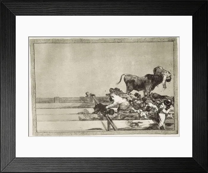 Framed Print : GOYA Y LUCIENTES, Francisco de (1746-1828). Dreadful events in the front rows of the ring at Madrid and the death of the mayor of Torrejon in 1801. 1816