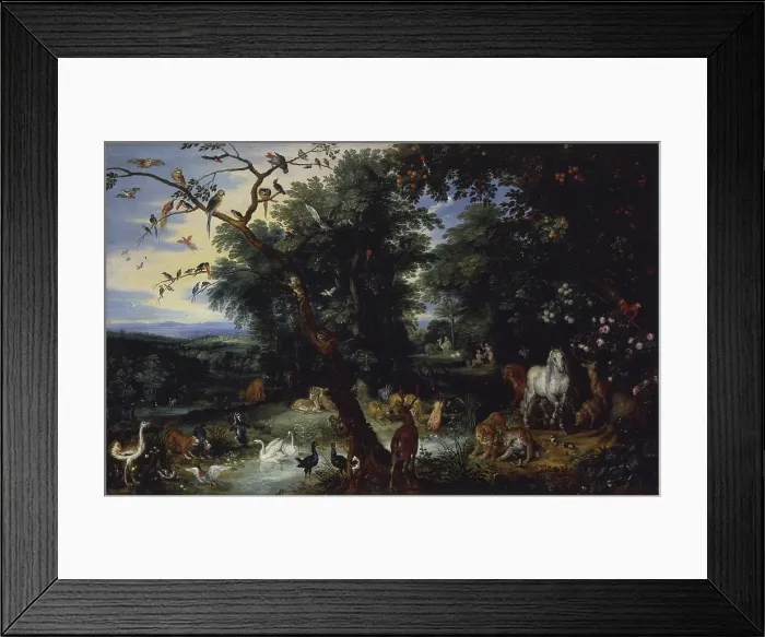 Framed Print : Landscape with the entrance into the ark of Noah, by Jan Snellinck, 16th - 17th century, oil on panel. - Italy, Lombardy, Milan, Castello Sforzesco, Museum of Ancient Art