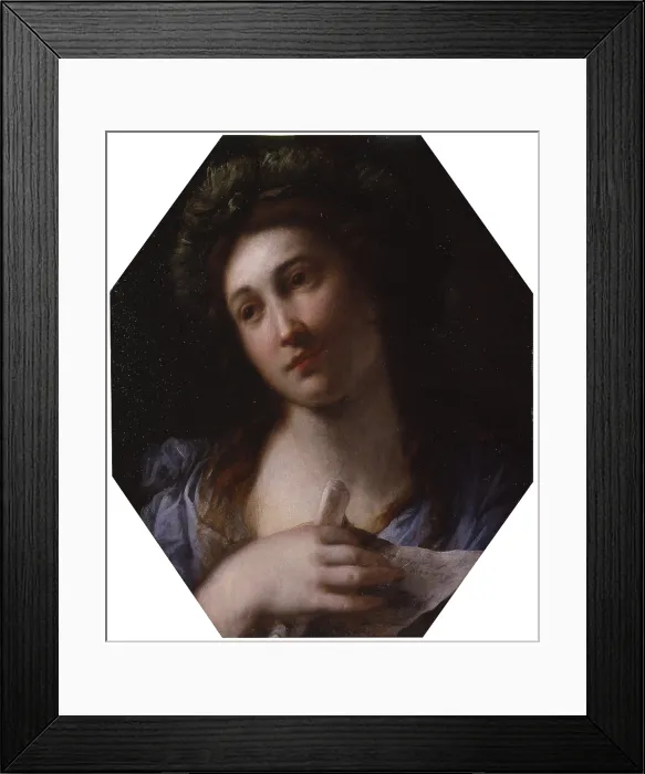 Framed Print : The Music (Sybil), by disciples of John the Baptist said Zoppo from Lugano, 1640 - 1649, 17th century, oil on panel octagonal