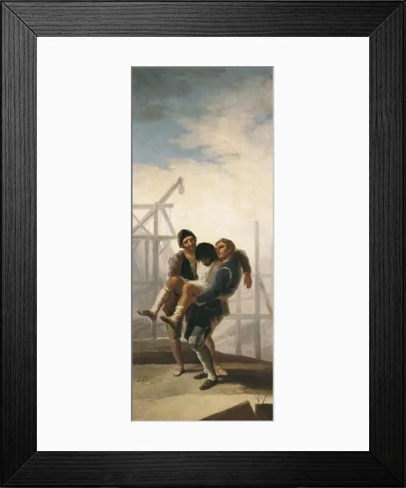 Framed Print : GOYA Y LUCIENTES, Francisco de (1746-1828). The Injured Mason. 1786. The taprestry is at El Pardo. Oil on canvas. SPAIN. Madrid. Prado Museum