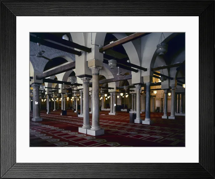 Framed Print : Hypostyle chamber, by Fatimid craftsmen, from 972, 10th Century, Marble and sandstone - Detail
