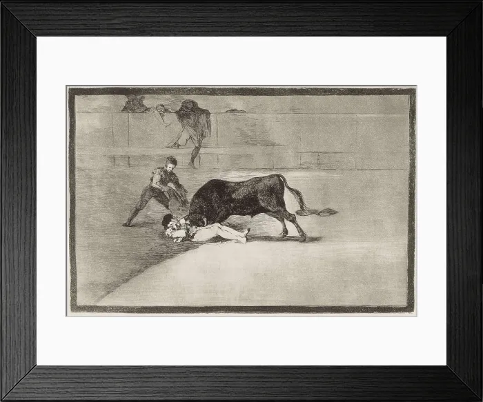 Framed Print : GOYA Y LUCIENTES, Francisco de (1746-1828). The Unlucky Death of Pepe Hillo (Jose Delgado) in the Ring at Madrid on the 11th May 1801. 1816