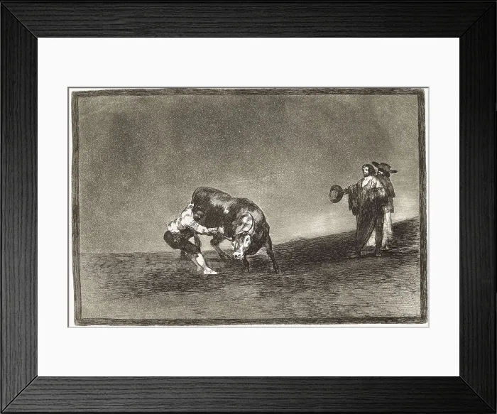 Framed Print : GOYA Y LUCIENTES, Francisco de (1746-1828). The same man (Martincho, probably Antonio Ebassum) throws a bull in the ring at Madrid. 1816 Framed Print : GOYA Y LUCIENTES, Francisco de (1746-1828). The same man (Martincho, probably Antonio Ebassum) throws a bull in the ring at Madrid. 1816