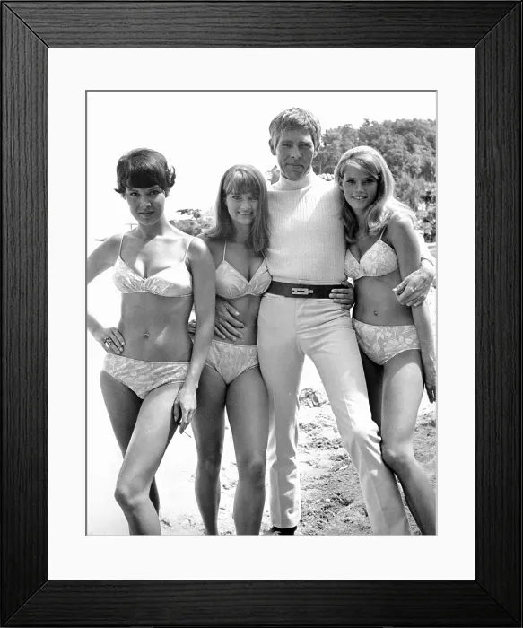 Framed Print : IN LIKE FLINT, from left: Mary Michael, Diane Bond, James Coburn, Jacki Ray, 1967, TM & Copyright 20th Century Fox Film Corp. / courtesy Everett Collection Framed Print : IN LIKE FLINT, from left: Mary Michael, Diane Bond, James Coburn, Jacki Ray, 1967, TM & Copyright 20th Century Fox Film Corp. / courtesy Everett Collection