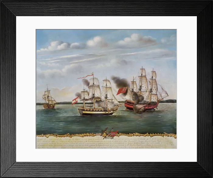 Framed Print : Spain. Naval fight of Guayaquil between Spain and England (October 2, 1800). Oil on canvas. SPAIN. Madrid. Navy Museum. AISA / Everett Collection**US SALES ONLY**