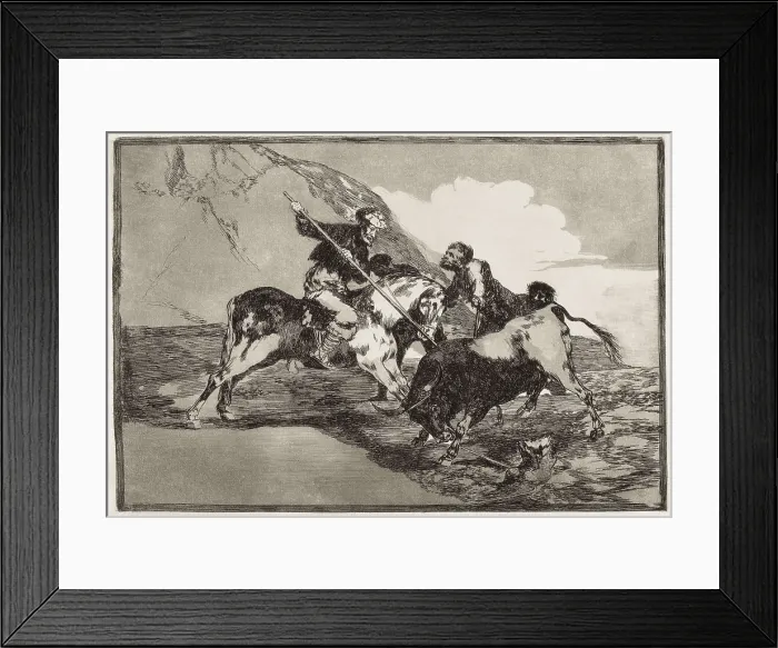 Framed Print : GOYA Y LUCIENTES, Francisco de (1746-1828). Charles V, Holy Roman Emperor and King of Spain as Charles I, spearing a bull in the ring at Valladolid. 1816