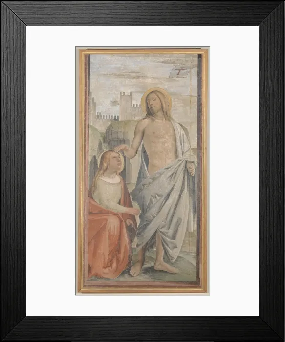 Framed Print : Noli me tangere. Christ and Mary Magdalene (Noli me tangere. Cristo e la Maddalena), by Bramantino, c. 1507, 16th Century, fresco, 214 x 105 cm - Whole artwork view