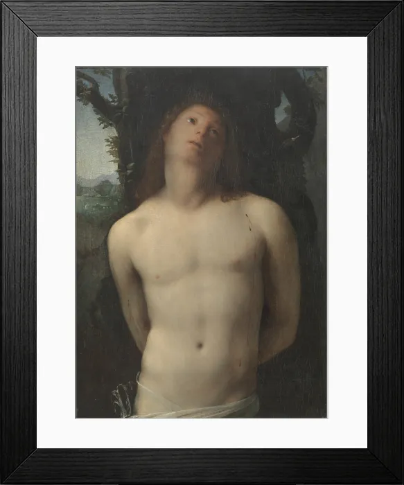Framed Print : Saint Sebastian (San Sebastiano), by Bramantino, c. 1515, 16th Century, panel, 81 x 58, 3 cm - Whole artwork view