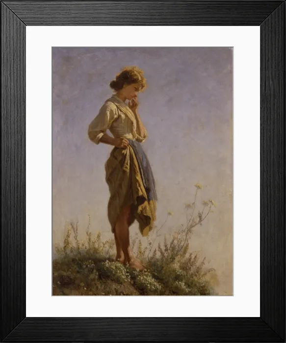 Framed Print : Filomena on Top of the Mountain (Filomena. Contadina che contempla in vetta a un ciglione), by Filippo Palizzi, 1864, 19th Century, oil on canvas - Whole artwork view