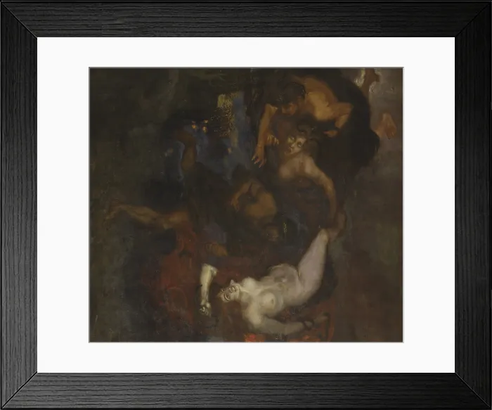 Framed Print : Orestes and the Erinyes (Oreste e le Erinni), by Franz Von Stuck, 1905, 20th Century, oil on canvas, 229 x 227 cm - Whole artwork view