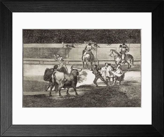 Framed Print : GOYA Y LUCIENTES, Francisco de (1746-1828). Banderillas with firecrackers. 1816. Plate 31 of 'The Art of Bullfighting'. Etching. SPAIN. Madrid. National Library Framed Print : GOYA Y LUCIENTES, Francisco de (1746-1828). Banderillas with firecrackers. 1816. Plate 31 of 'The Art of Bullfighting'. Etching. SPAIN. Madrid. National Library