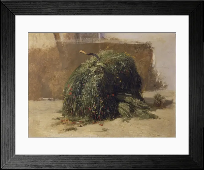 Framed Print : Bundle of Grass Pasture with Sickle, Naples (Fascio d'erba di pascolo con falce, Napoli), by Filippo Palizzi, 1856, 19th Century, oil on canvas