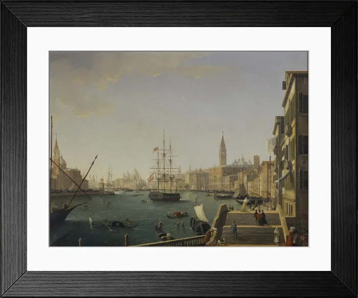 Framed Print : The Grand Canal of Venice (Canal Grande di Venezia), by Giuseppe Borsato, 19th Century, oil on canvas - Whole artwork view