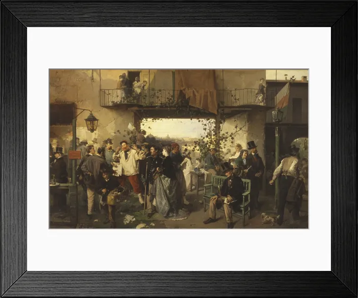 Framed Print : The Arrival of the Bulletin of the Peace of Villafranca (L'arrivo del bollettino della pace di Villafranca), by Domenico Induno, 1860-1863, 19th Century, oil on canvas