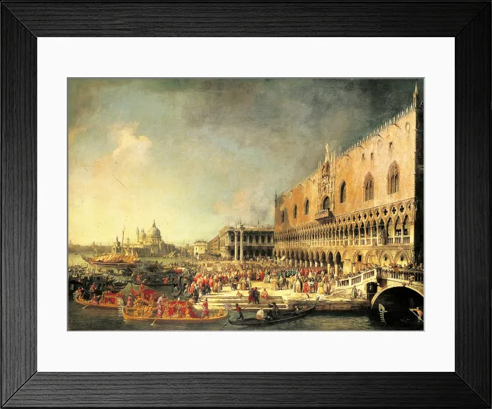 Framed Print : Entrance to the Ducal Palace of Count Gergy, ambassandor of France, by Antonio Giovanni Canal also known as Canaletto, 1726 - 1730, 18th Century, oil on canvas