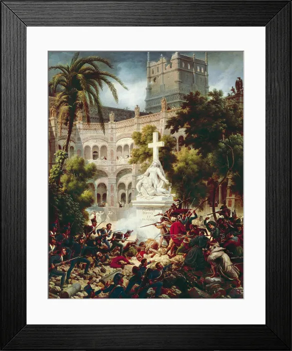 Framed Print : LEJEUNE, Louis-Franois, baron (1775-1848). Assault on the Monastery of San Engracio in Zaragoza, 8th February 1809. 1827. Spanish Peninsular War. Oil on canvas. FRANCE