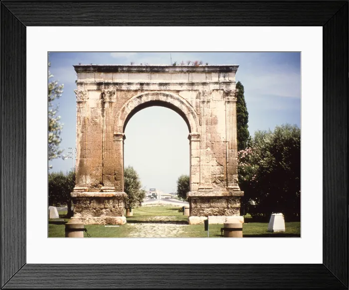 Framed Print : Bar Arch, by Unknown Artist, 1st Century b.C. - Spain, Tarragona. Whole artwork view. Triumphal arch with one fornix