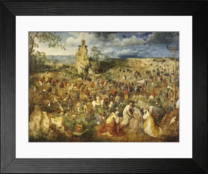 Framed Print : The Road to Calvary, by Pieter Bruegel the Elder, 1564, 16th century, oil on panel, 124 x 170 cm. - Austria, Vienna, Kunsthistorisches Museum. Whole artwork view