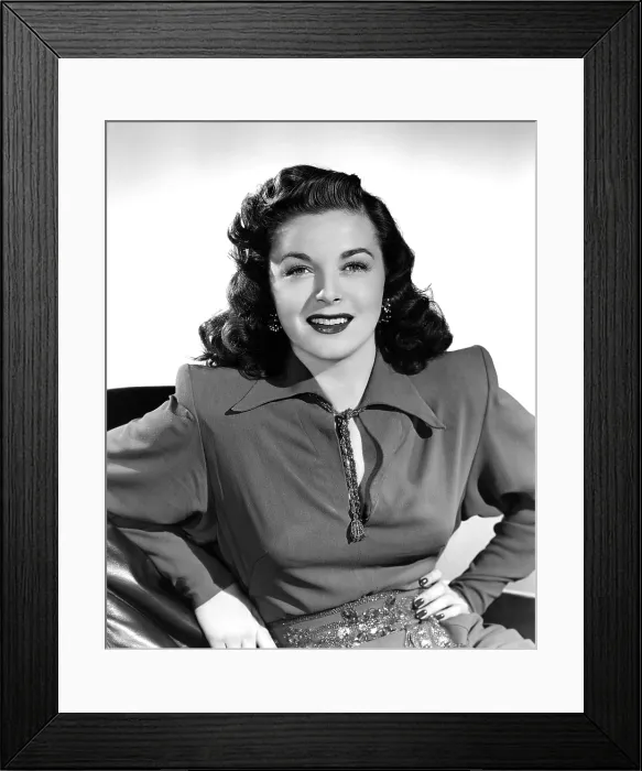 Framed Print : MR. DISTRICT ATTORNEY, Marguerite Chapman, in sapphire-blue crepe dinner pajamas by Jean Louis, 1947