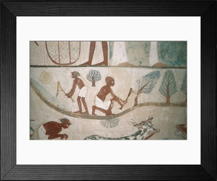 Framed Print : Tomb of Menna. EGYPT. Dayr al-Bahri. Valley of the Nobles. Tomb of Menna. Farming scene. Egyptian art. New Kingdom. Painting. AISA / Everett Collection**US SALES ONLY**