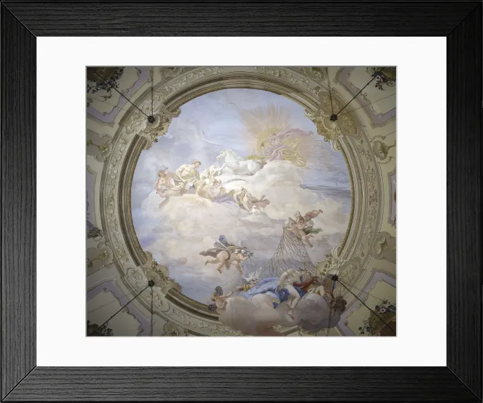 Framed Print : Venus and Mars suspended in the net of Vulcan, by Constantine Cedini, 18th century, fresco. - Italy, Veneto, Padua, Emo Capodilista Palace. Whole artwork view
