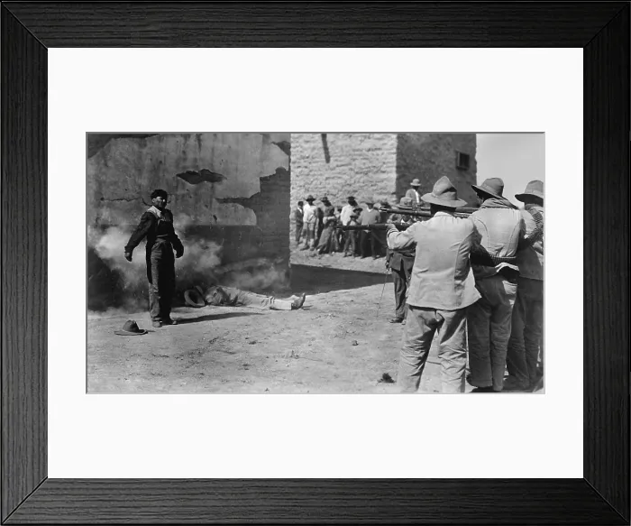 Framed Print : Firing squad of the Mexican Carranza government executing Villista insurgents, c. 1916 Framed Print : Firing squad of the Mexican Carranza government executing Villista insurgents, c. 1916