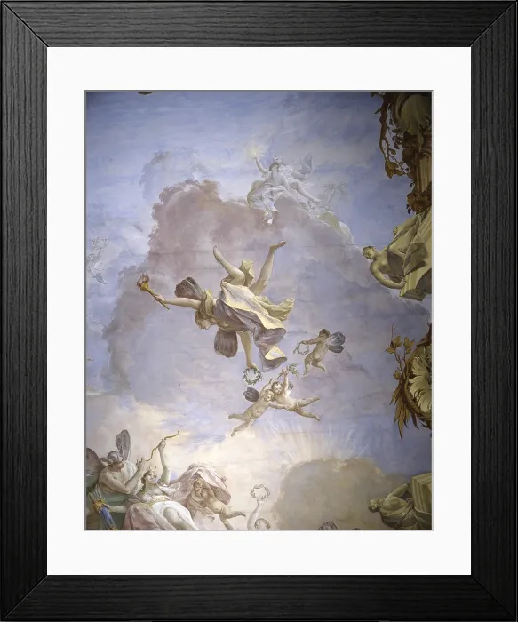 Framed Print : God of Olympus, by Jacopo Guarana, 18th century, fresco. - Italy, Veneto, Valnogaredo, Villa Contarini Rota. Detail