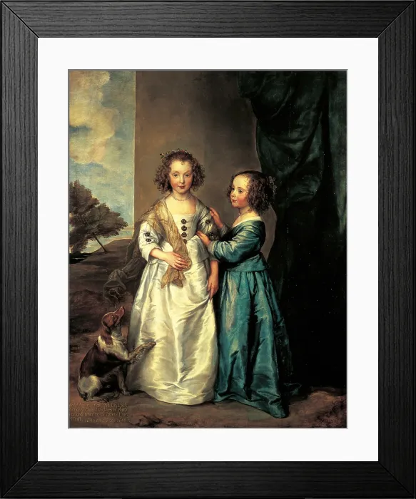 Framed Print : Portrait of Elizabeth and Philadelphia Wharton, by Anton Van Dyck, 1640, 17th Century, oil on canvas, 162 x 130 cm - Russia, St. Petersburg, The State Hermitage Museum