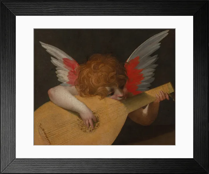 Framed Print : Musician Angel (Angelo musicante), by Rosso Fiorentino, 1521, 16th Century, oil on board, 39 x 47 cm - Italy, Tuscany, Florence, Uffizi Gallery. Whole artwork view Framed Print : Musician Angel (Angelo musicante), by Rosso Fiorentino, 1521, 16th Century, oil on board, 39 x 47 cm - Italy, Tuscany, Florence, Uffizi Gallery. Whole artwork view