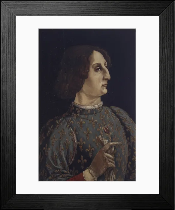Framed Print : Portrait of Galeazzo Maria Sforza (Ritratto di Galeazzo Maria Sforza), by Antonio del Pollaiolo, 1471, 15th Century, oil on board, 65 x 42 cm - Italy, Tuscany, Florence