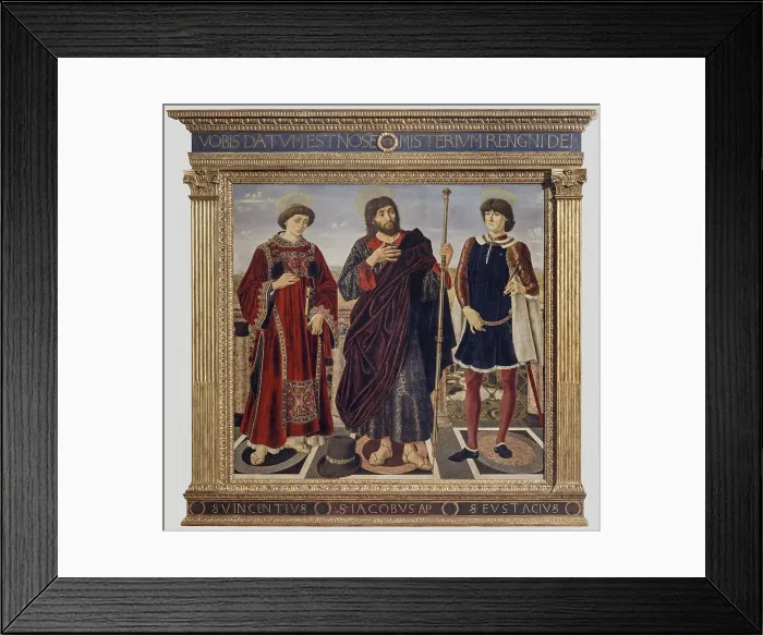 Framed Print : Altarpiece of the Three Saints (Pala dei tre santi o Pala del cardinale del Portogallo), by Antonio Pollaiolo, 1466-1467, 15th Century, oil on board, 172 x 179 cm - Italy