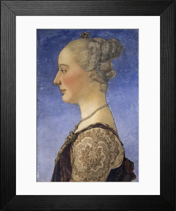Framed Print : Female Portrait (Ritratto femminile), by Antonio del Pollaiolo, c. 1480, 15th Century, tempera and oil on board, 55 x 34 cm - Italy, Tuscany, Florence, Uffizi Gallery Framed Print : Female Portrait (Ritratto femminile), by Antonio del Pollaiolo, c. 1480, 15th Century, tempera and oil on board, 55 x 34 cm - Italy, Tuscany, Florence, Uffizi Gallery