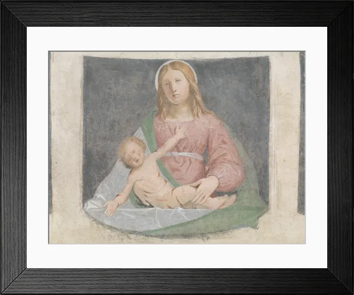 Framed Print : Madonna with Child (Madonna col Bambino), by Bramantino, 15th Century, fresco - Detail Framed Print : Madonna with Child (Madonna col Bambino), by Bramantino, 15th Century, fresco - Detail