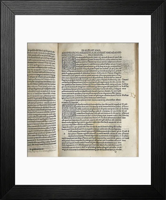Framed Print : PICO DELLA MIRANDOLA, Giovanni (1463-1494). 'De Ente et Uno'. Incunabulum printed in Venice by Bernardinus de Vitali (1498). SPAIN. Barcelona