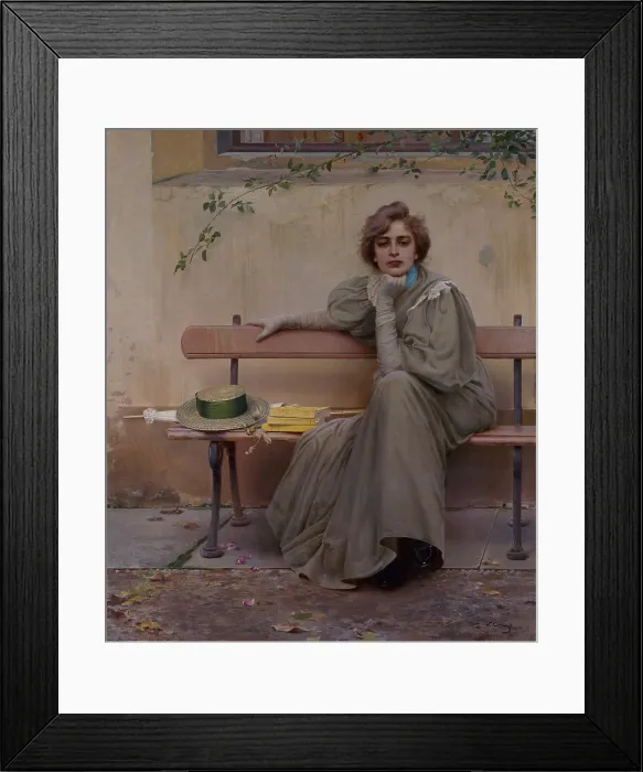 Framed Print : Dreams (Sogni), by Vittorio Corcos, 1896, 19th Century, oil on canvas, 160 x 135 cm - Italy, Lazio, Rome, National Gallery of Modern and Contemporary Art-GNAM. Whole artwork view