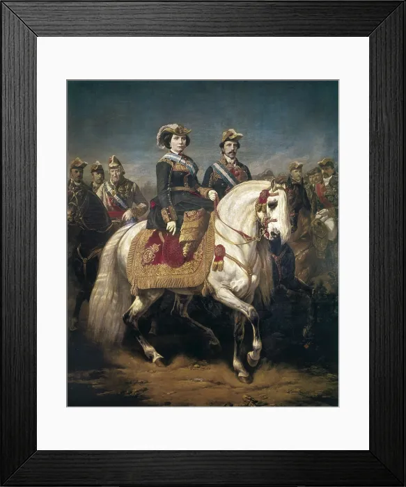 Framed Print : PORION, Louis Charles (1814-h.1884). Military Parade Reviewed by Kings Isabel II and Francisco, Accompanied by Generals Castaos, Espartero and Narvez. 1848. Oil on canvas. SPAIN Framed Print : PORION, Louis Charles (1814-h.1884). Military Parade Reviewed by Kings Isabel II and Francisco, Accompanied by Generals Castaos, Espartero and Narvez. 1848. Oil on canvas. SPAIN