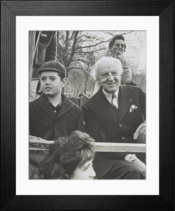 Framed Print : Leopold Stokowski with his son, Chris Stokowski, in Central Park, New York City, in Nov. 1960