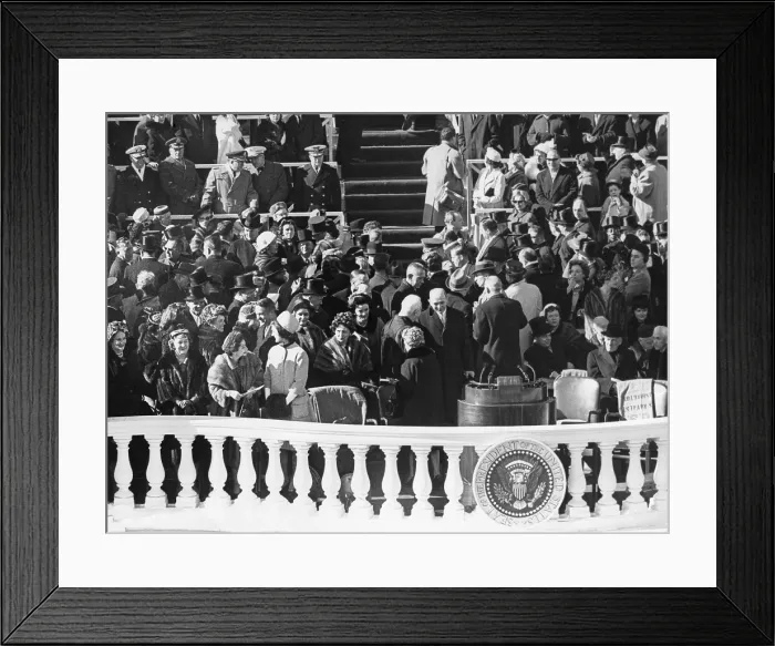 Framed Print : Guests talk and mingle before the Inauguration ceremony of President John Kennedy. Jacqueline Kennedy talks with Lady Bird Johnson as they await arrival of President-elect John F Framed Print : Guests talk and mingle before the Inauguration ceremony of President John Kennedy. Jacqueline Kennedy talks with Lady Bird Johnson as they await arrival of President-elect John F