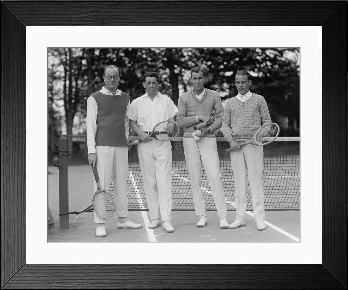 Framed Print : Watson Washburn, Bill Williams, Bill Tilden, and Alfred Chapin at Chevy Chase Club in 1925. (BSLOC_2015_17_95) Framed Print : Watson Washburn, Bill Williams, Bill Tilden, and Alfred Chapin at Chevy Chase Club in 1925. (BSLOC_2015_17_95)