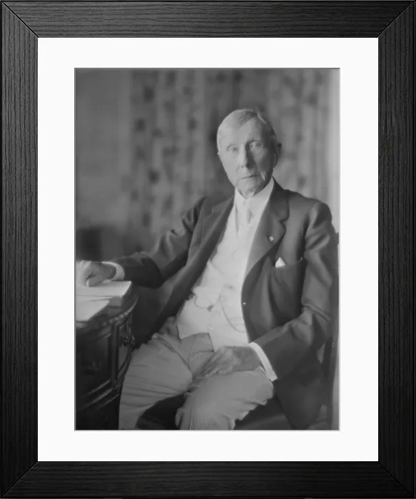 Framed Print : John D. Rockefeller, in a 1918 portrait by society photographer, Arnold Genthe. At this time his son, John D. Jr. was managing the businesses, and Rockefeller Sr