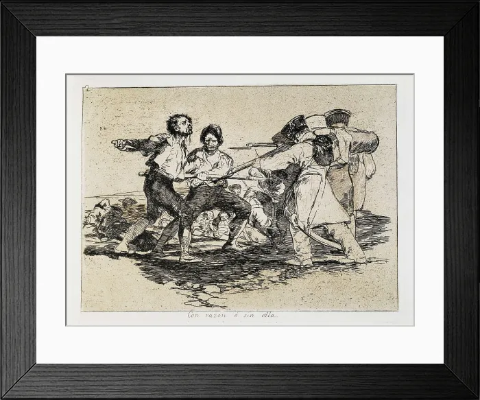Framed Print : GOYA Y LUCIENTES, Francisco de (1746-1828). The Disasters of War. With Reason, or Without. 1810-1820. Engraving. SPAIN. Madrid. National Library Framed Print : GOYA Y LUCIENTES, Francisco de (1746-1828). The Disasters of War. With Reason, or Without. 1810-1820. Engraving. SPAIN. Madrid. National Library