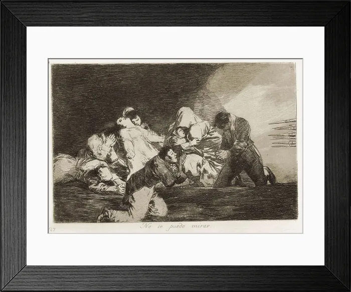 Framed Print : GOYA Y LUCIENTES, Francisco de (1746-1828). One can't look. 1810-1812. Plate 26 of 'The Disasters of War'. Etching. SPAIN. Madrid. National Library Framed Print : GOYA Y LUCIENTES, Francisco de (1746-1828). One can't look. 1810-1812. Plate 26 of 'The Disasters of War'. Etching. SPAIN. Madrid. National Library