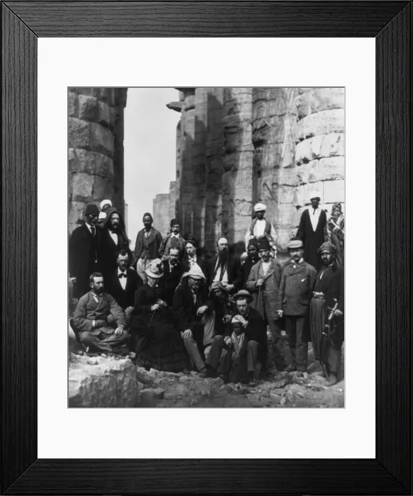 Framed Print : Ulysses S. Grant, with his entourage at an ancient Egyptian temple, during his post-presidential, 2 year and 4 month, world tour from May 1877 to Sept 1879