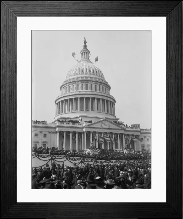 Framed Print : View of the Capitol and crowds at President Woodrow Wilsons second Inauguration, March 5, 1917 (BSLOC_2016_11_37)